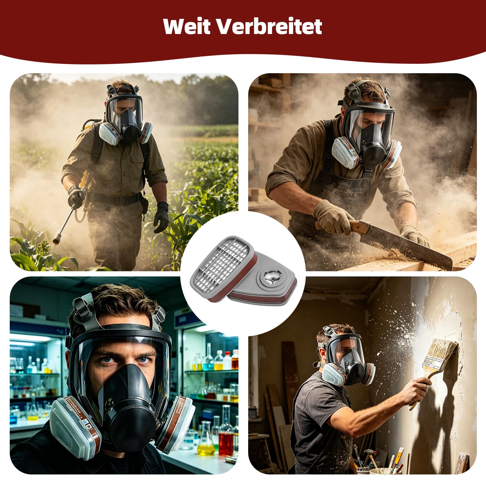 SZYBH 6001 Filtres pour Respirateur, Lot de 80 Cotons Filtrants + 6 Cartouches et 6 Capuchons, contre Vapeurs Organiques, Compatible 6200 6502 6800 7501 7502, pour Peinture Industrie Bricolage