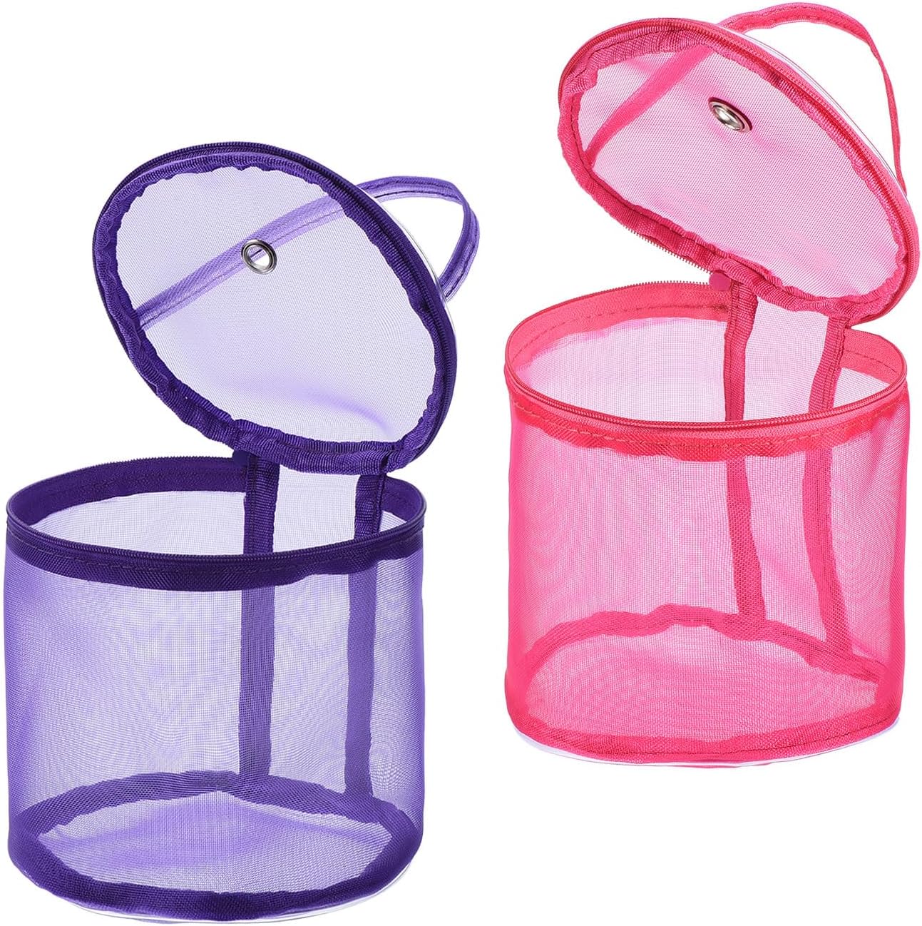 YOKIVE 2 Pcs Yarn Storage Bag, Crochet Bag Portable Knitting Bag Organizer with Port and Handle Strap, Great for Crocheting (13cm x 14cm, Purple Red)