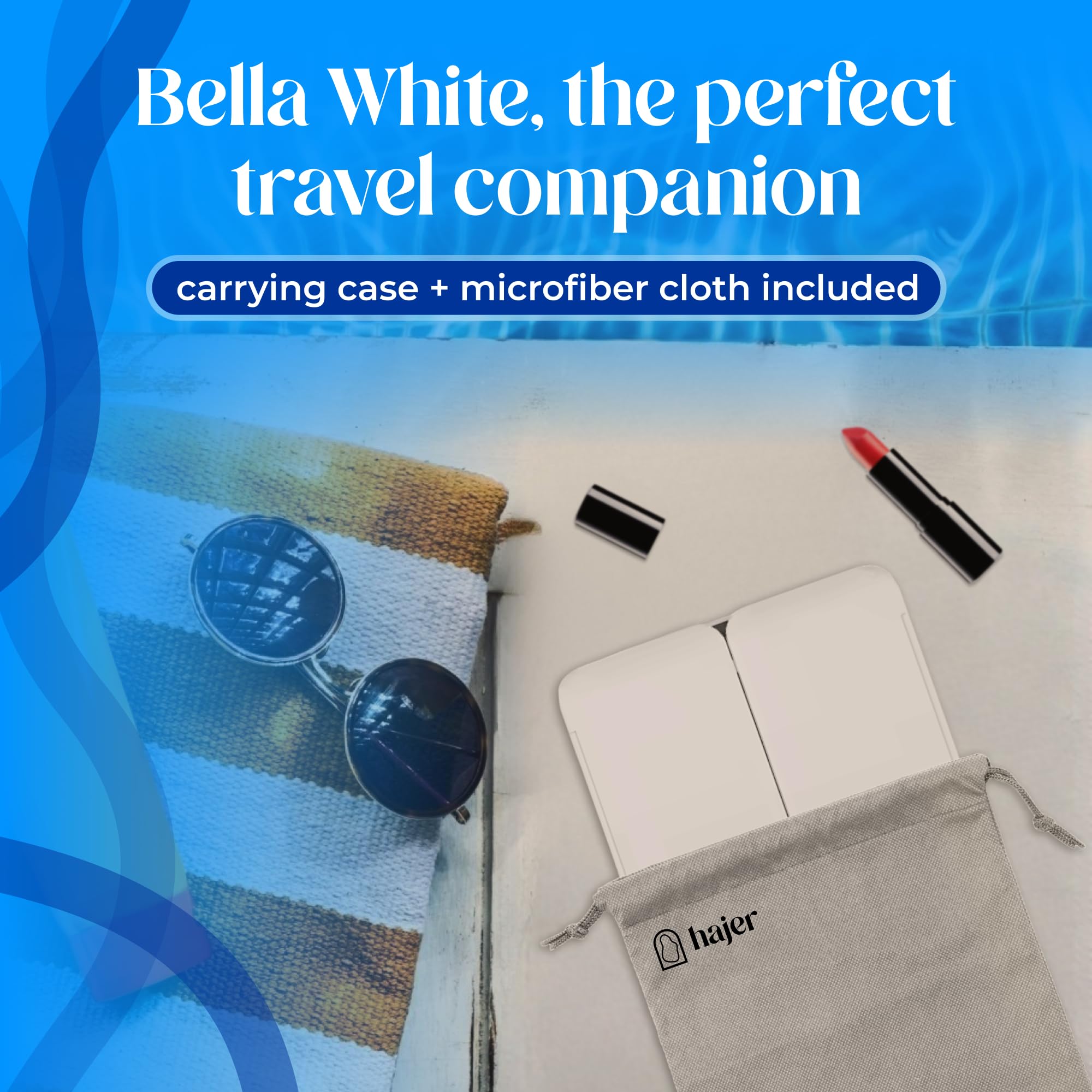 hajer Podświetlane lusterko do makijażu LED + torba transportowa, powiększone 1X/3X/5X, 3 tryby oświetlenia, dotykowe i ładowanie USB-C z baterią litową. Przenośne i składane lusterko podróżne.