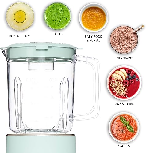 Miniatura 4 de COOK WITH COLOR Batidora de 300 vatios potente control de 2 velocidades con pulso, cuchillas de acero inoxidable de 4 puntas, frasco de 25 oz (25.4