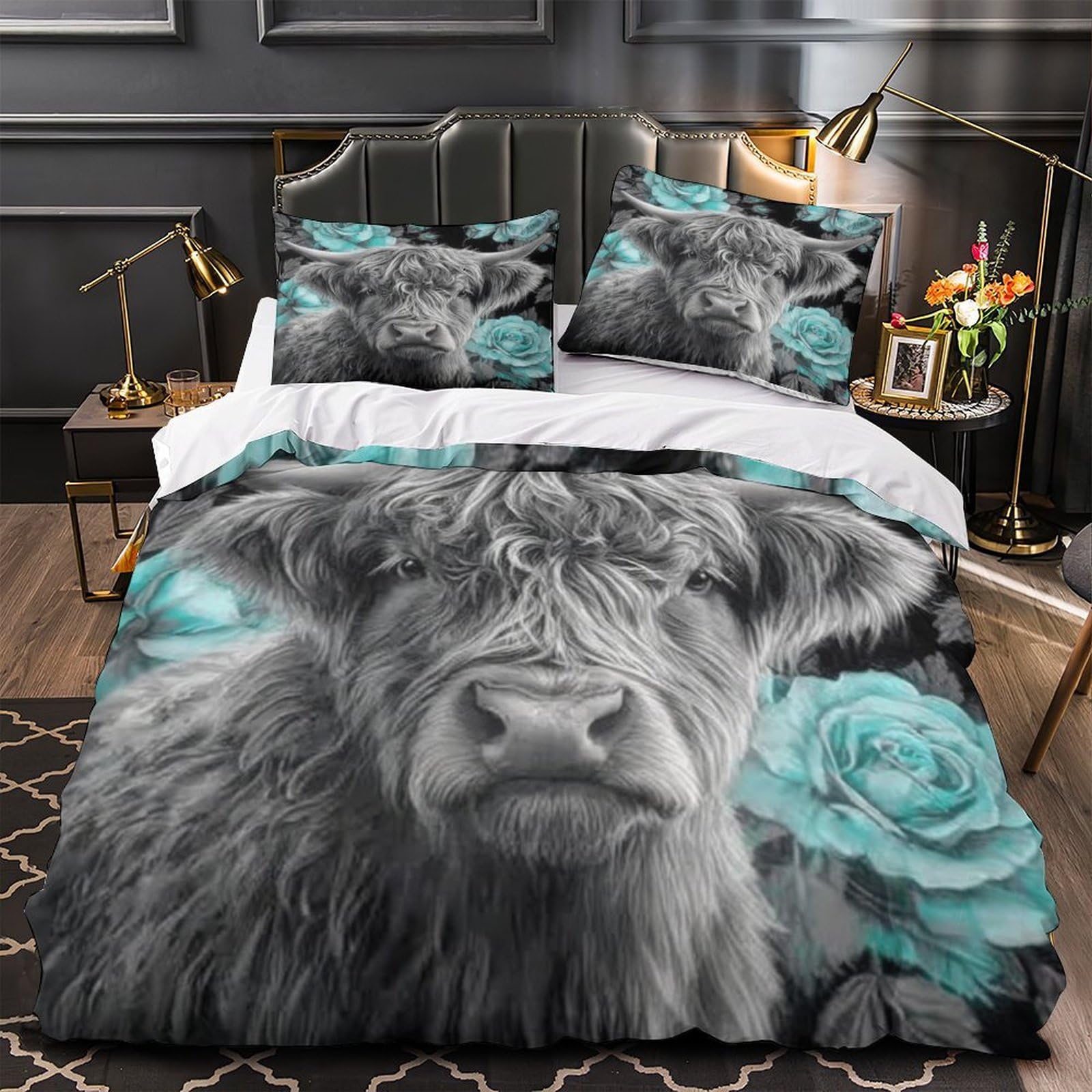 Housse de couette taureau des Highlands hypoallergénique et respirante