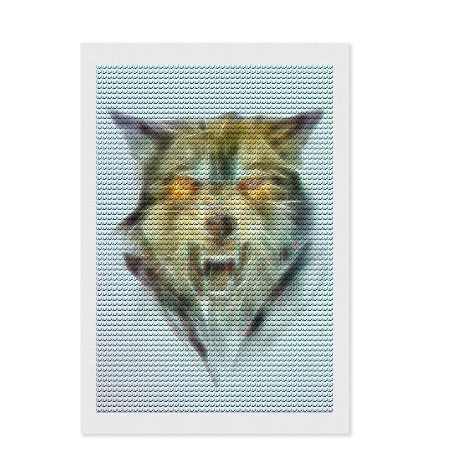 Junmoney Wolf Head Fractal Diamond Painting Set 8"x12", Enjoyable At-Home Hobby, Relaxing DIY Hobby, Modern Decor, Gift Idea, Easy to Enjoy
