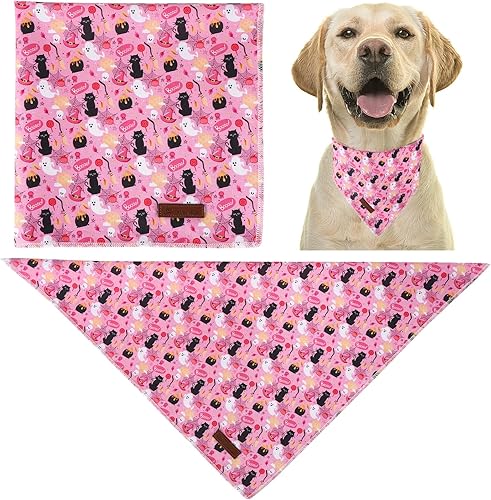 Vista 88 de Bandana de verano para perro, bandana hawaiana para perros medianos y grandes, lindo pañuelo rosa para cachorros, adorable bufanda triangular