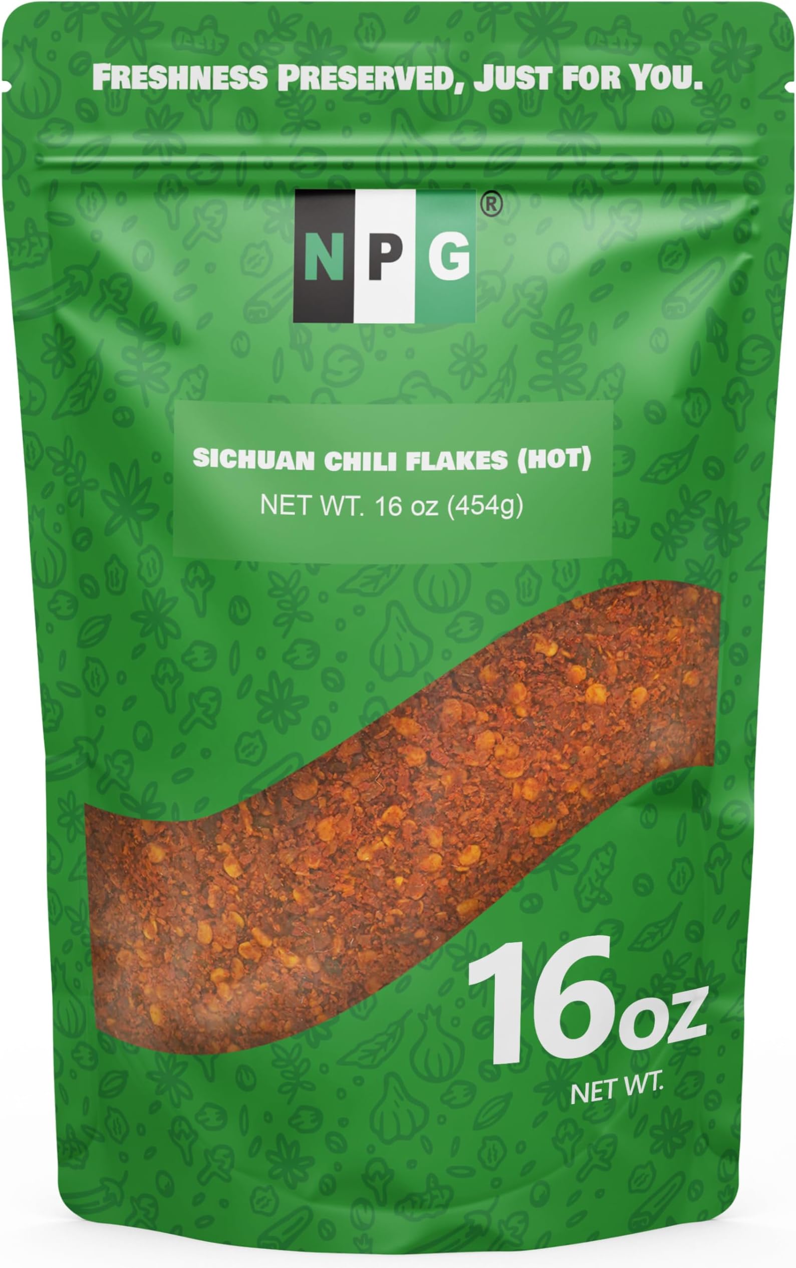 NPG Authentic Sichuan Chili Flakes 16 Oz, Extra Hot, Szechuan Crushed Red Pepper Flakes Bulk, Essential Spice Seasoning for Making Kimchi, Chili Oil, Stir-fry, Pizza, Salads, and Tacos