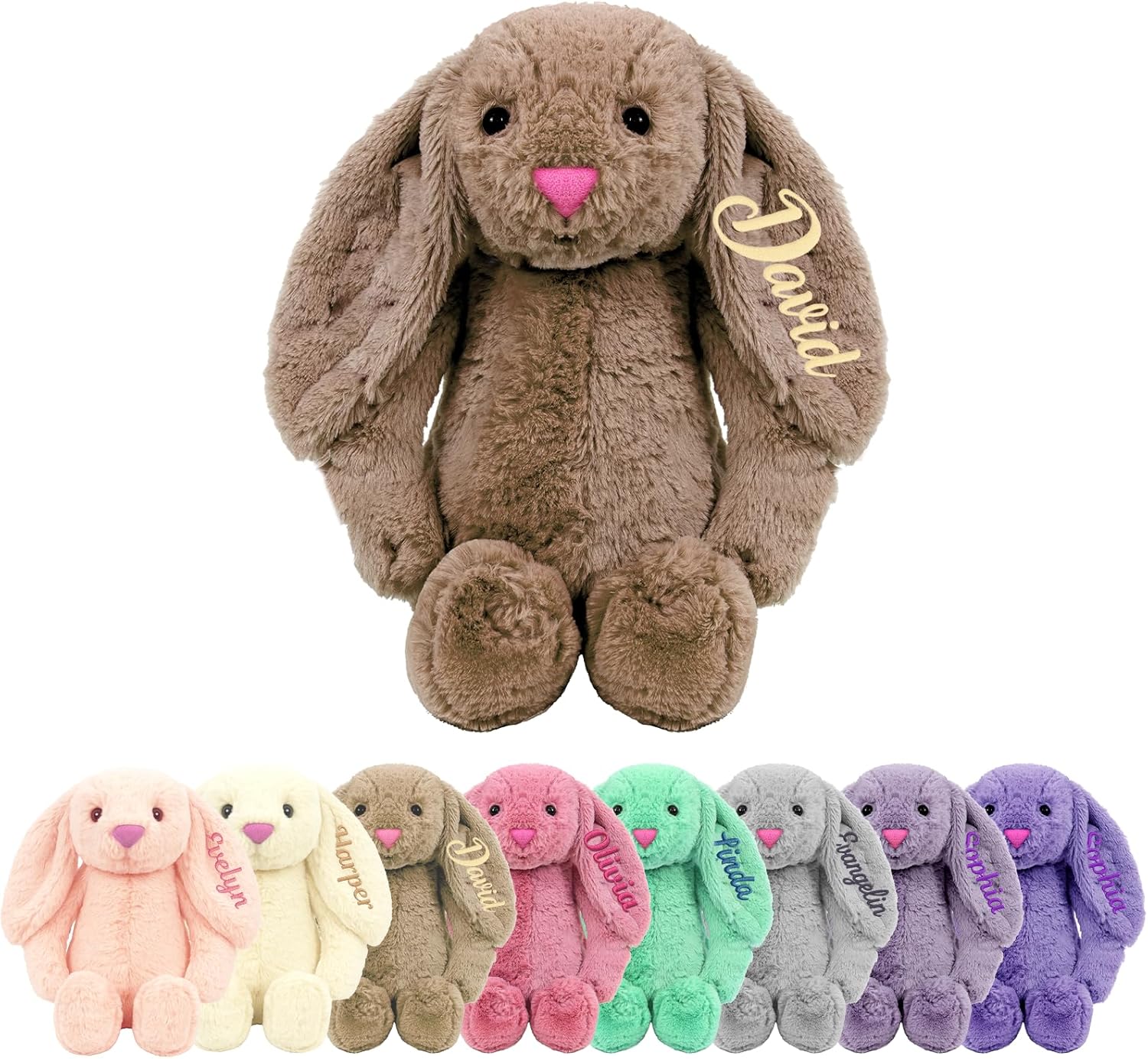 Personalized Easter Bunny Stuffed Animal, Custom Baby's First Easter Gifts with Name, Customized Brown Plush Bunny, Birthday Party Gift Nursery Decor