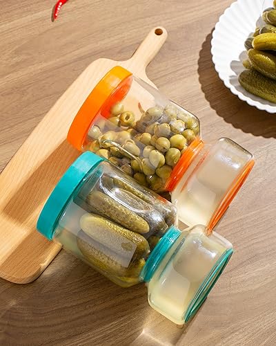 Miniatura 5 de ZENS Tarro de pepinillos con colador abatible, paquete de 2 recipientes de pepinillos de 51 onzas, separador de jugo de pepinillo, tarro de reloj de