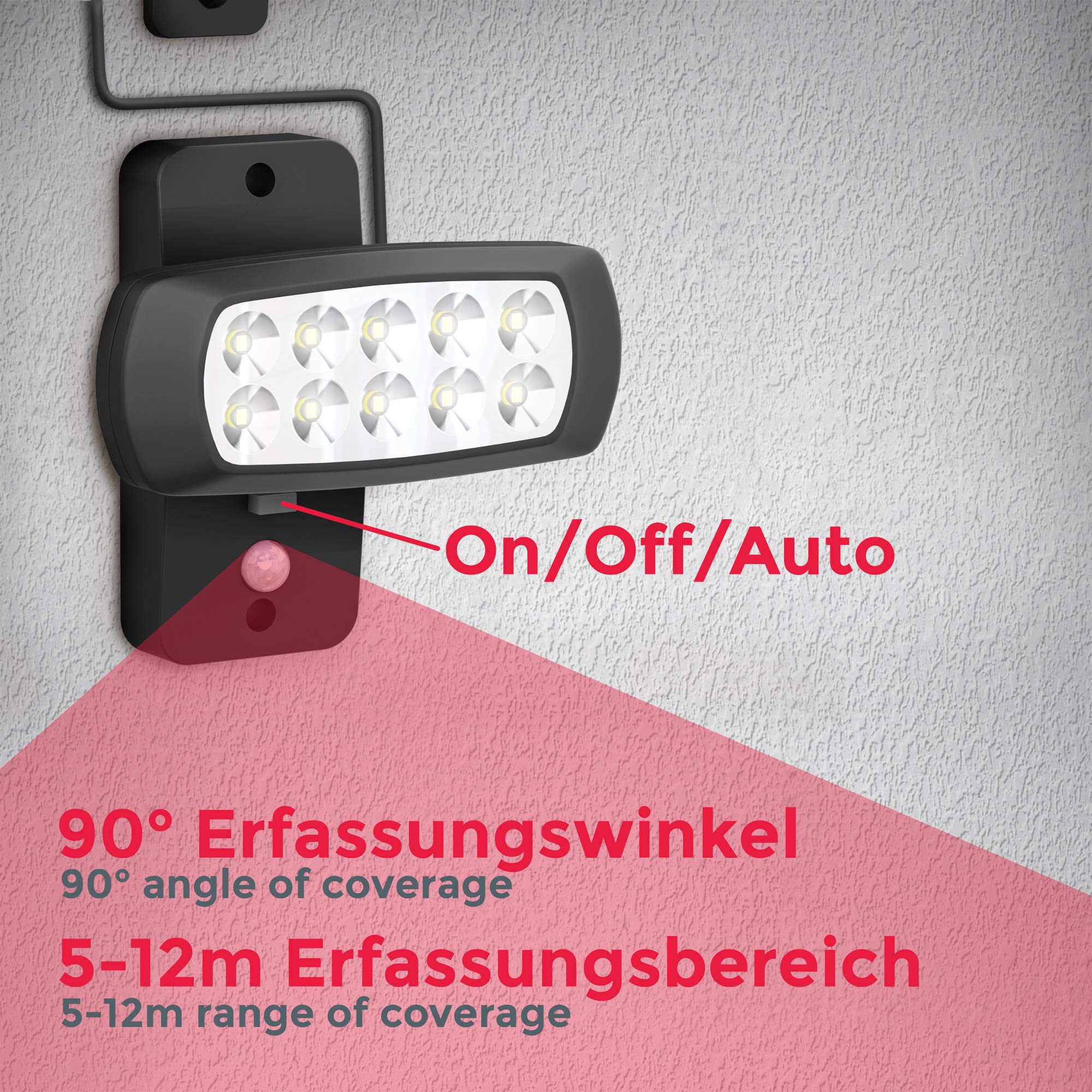 Lampe Solaire Extérieure Avec Détecteur Mouvement PIR - Panneau Solaire Séparé 5m - 3 Modes éclairage - IP65