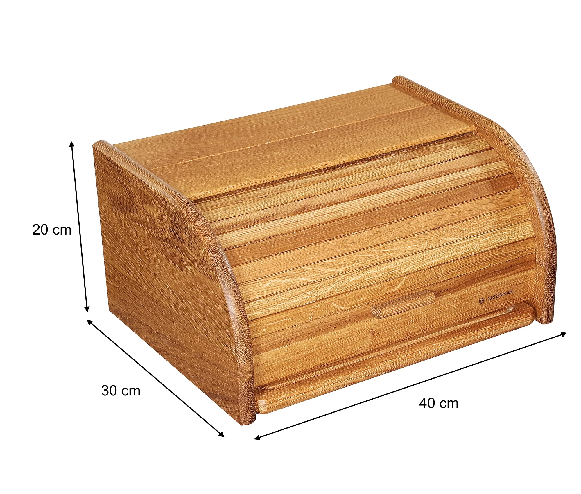 Zassenhaus Brotkasten Country mit Schneidbrett, 40x30x20 cm, Eichenholz | Brotbox, massives Eichenholz, für Brot und Gebäck, natürliches Design, langlebig, inklusive Schneidbrett