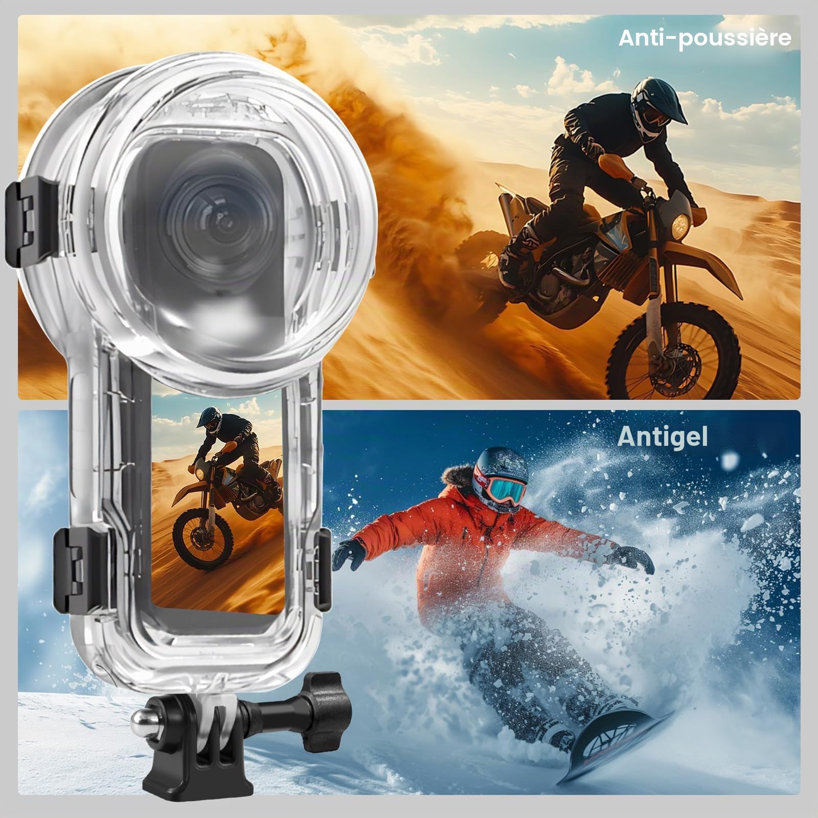 PULUZ Étui de plongée étanche 60 m pour Insta360 X5, coque de protection invisible sous l'eau pour Insta360 X5 Accessoires pour appareil photo photo à 360 degrés