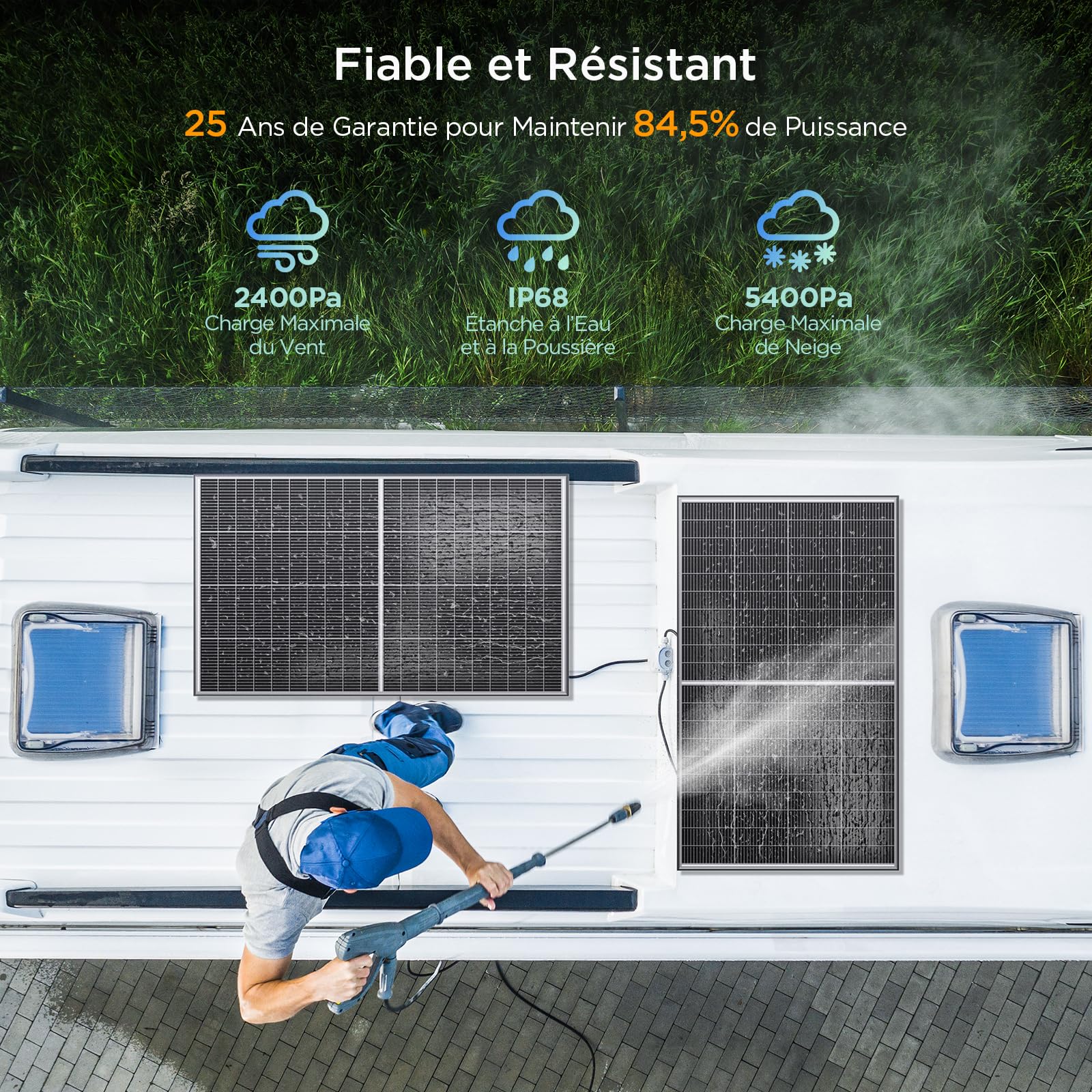 Bifacciale Pannello Solare 200W, N-Type 16BB Modulo Solare Monocristallino, Ideale per Balconi, Tetti, Casette da Giardino, Barche e Applicazioni Agricole (200W)