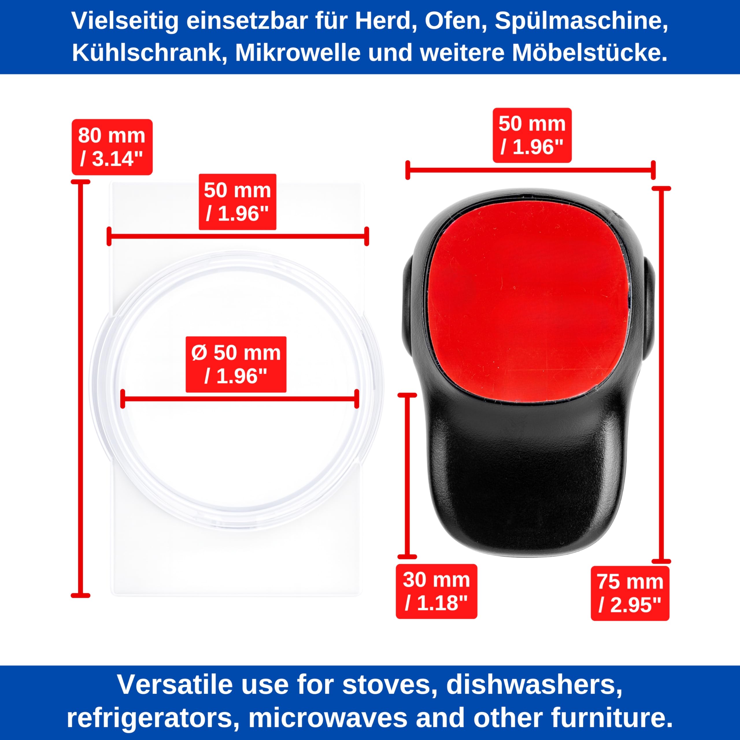 Herd Kindersicherung Set, für 6 Knöpfe, transparenter Kleber, mit Backofentür Babysicherung in Schwarz, für max. Ø 4,9 cm und 4 cm hohe Herdknöpfe mit min. 6,1 cm Abstand Mitte-Mitte, Herdschutz Kit
