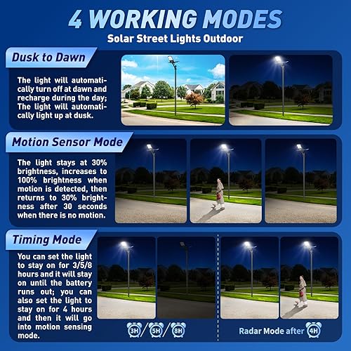 Miniatura 4 de Luces solares de calle de 7000 W, 2 unidades, 40000 mAh, IP67, impermeables, 7000 K, 550000 lúmenes, cuentas LED brillantes, luz de estacionamiento