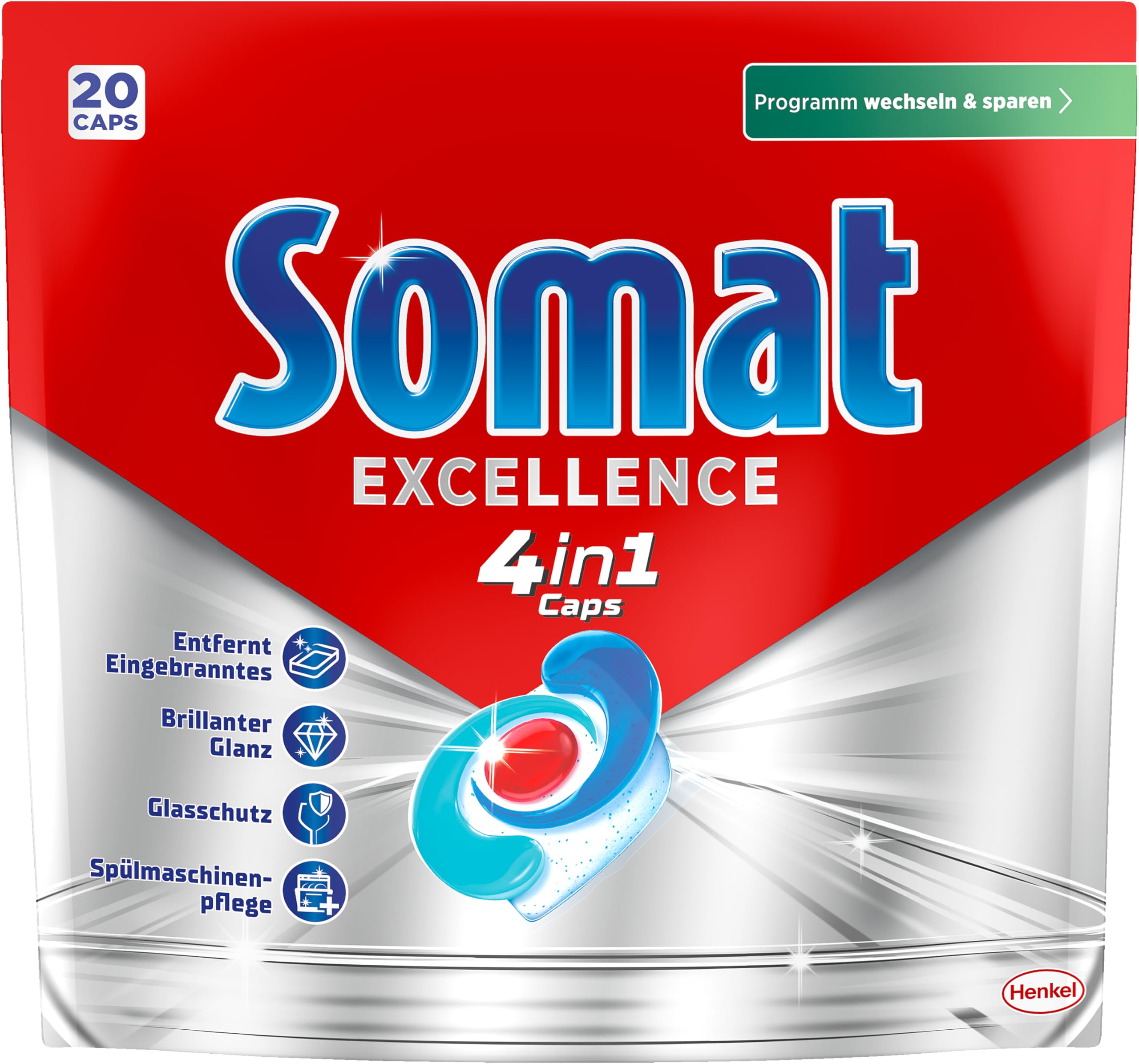Somat Excellence 4in1 (20 Caps), schnellauflösende Spülmaschinen Tabs – Ansicht 2
