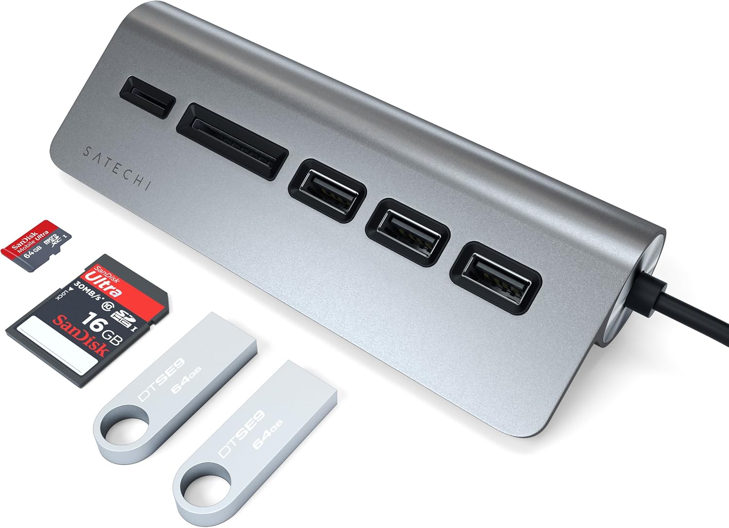 Satechi USB-C Combo Hub for Desktop - USB-A 3.0 Data Ports & Micro/SD Card Readers - Compatible with Apple Studio Display, 2021 iMac M1, 2019/2017 iMac, 2020 MacBook Pro/Air M1(Space Gray)