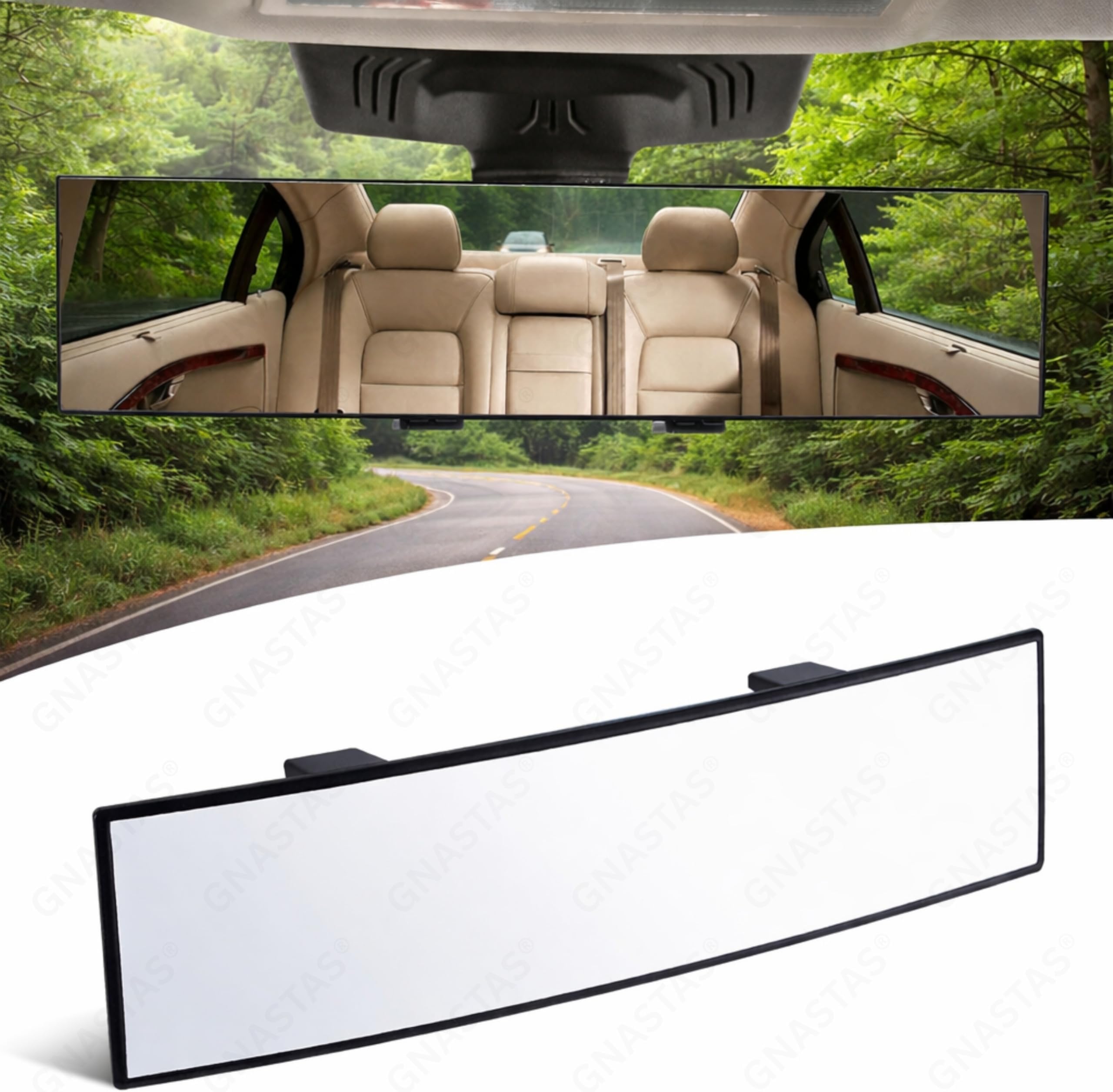 Car Rear View Mirror Interior Mirror Wide Angle Panorama Safety Mirror Interior Mirror Large Vision Mirror 1Pc