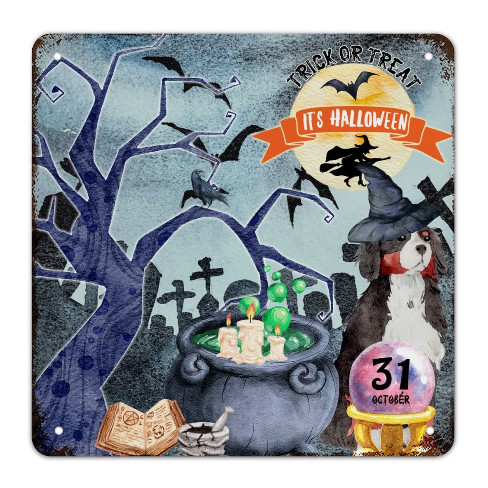 Plaque sorcière Rottweiler en métal durable pour déco murale