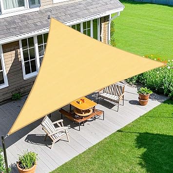 Amagenix 20X20X20 Sun Shade Sail Triangle Curved Edge Sand