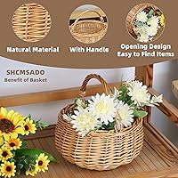 SHCMSADO Natural Willow Wicker Picnic Basket with Handle - Small Gift for Weddings, Flower Girl, Picnics, Home Decor & Storage