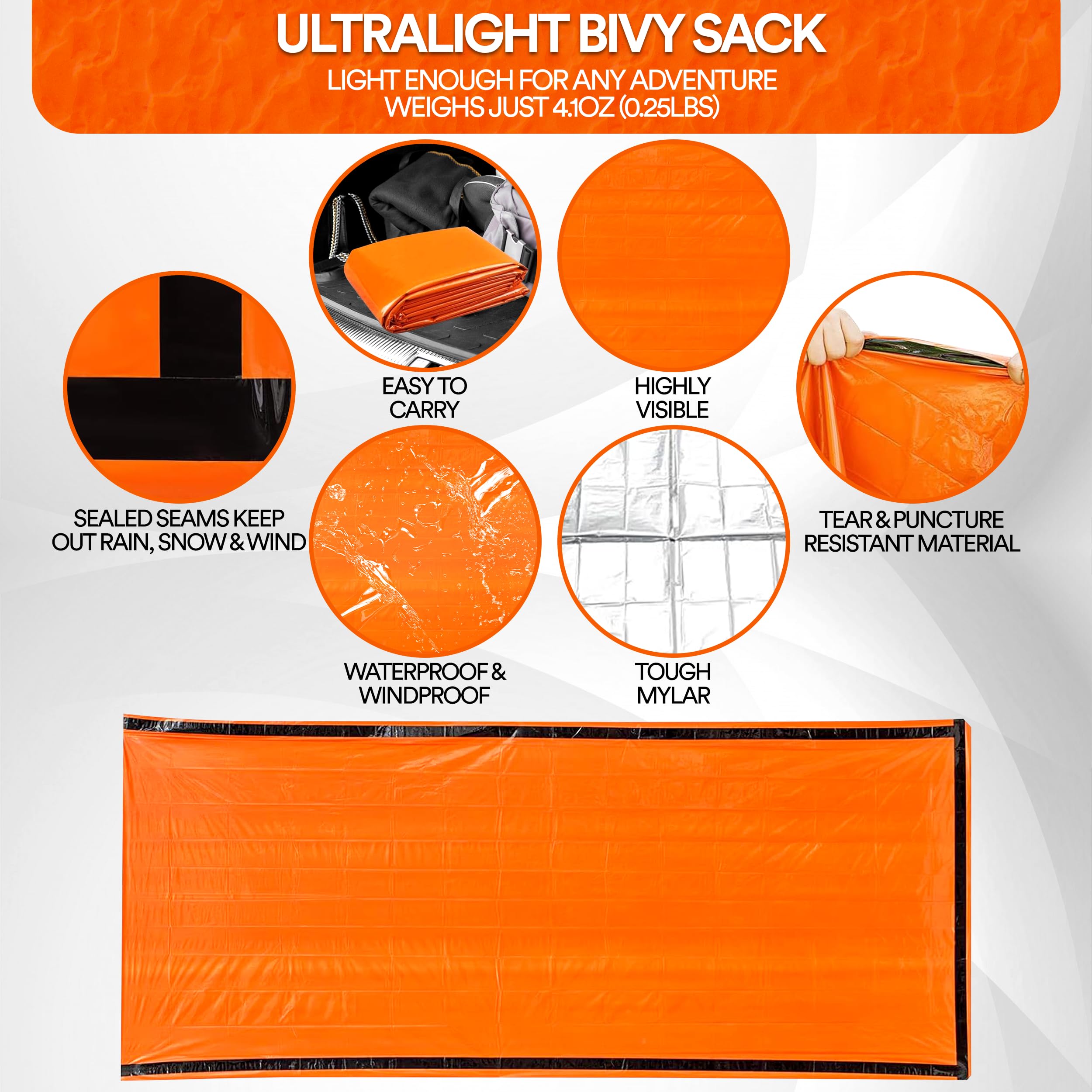 Emergency Sleeping Bags for Survival, with Whistle, Portable Camping Bivy Sacks Waterproof Blanket for Camping Hiking and Other Outdoor Activities,