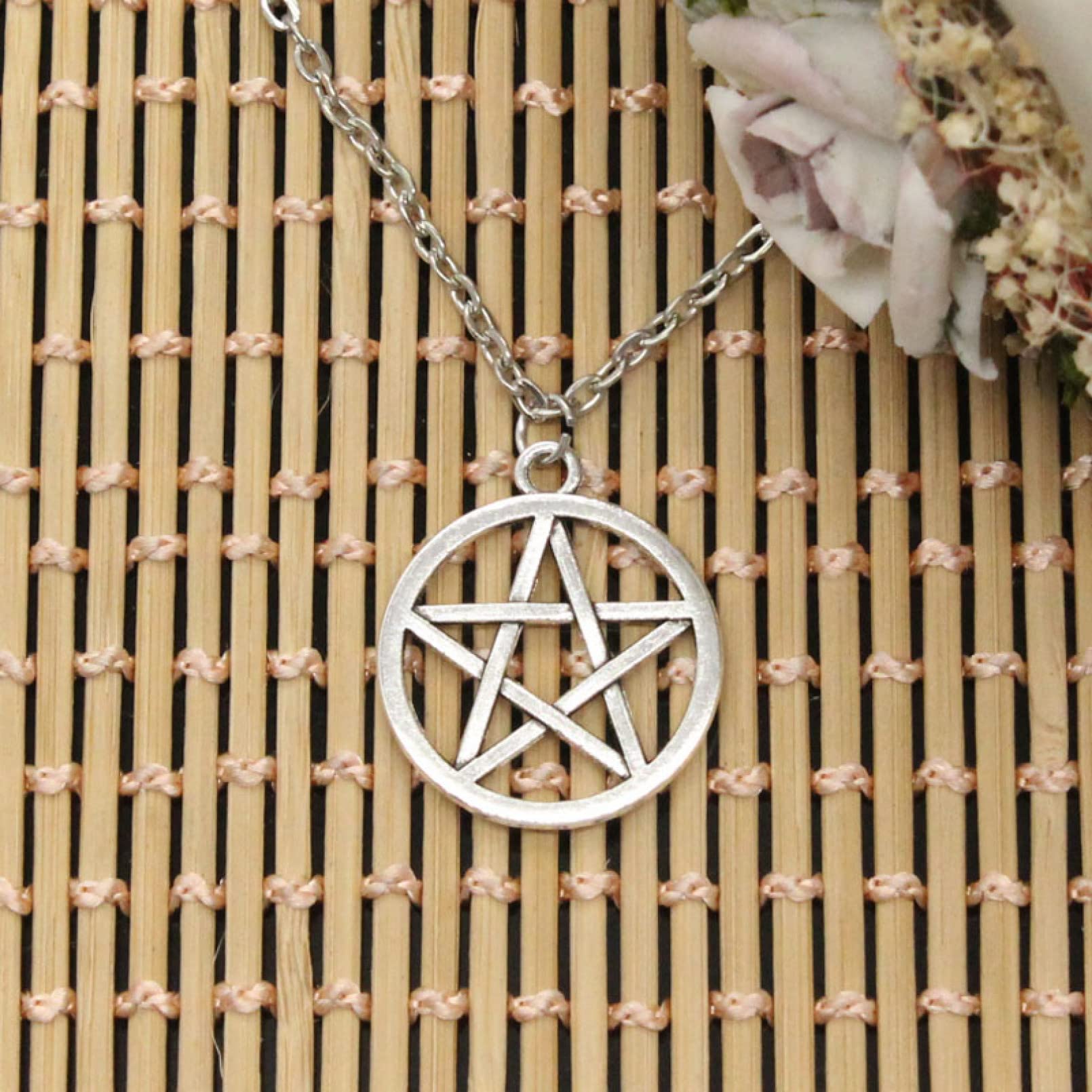 Collier Pendentif Pentagramme étoile - Artisanat Tibétain En Corne De Yak, Cordon, Fait Main Au Népal