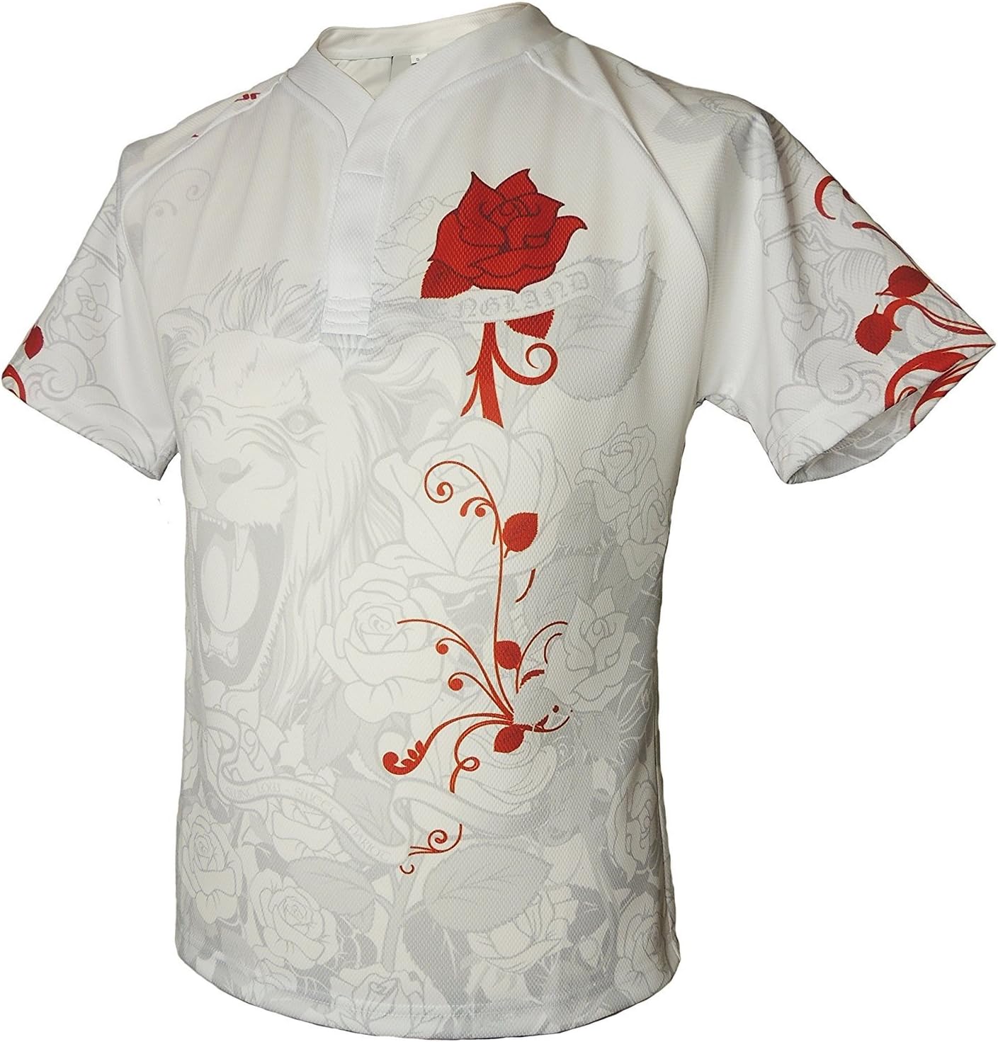 Olorun England Honour White Supporters Rugby Shirt English Roses S-7XL