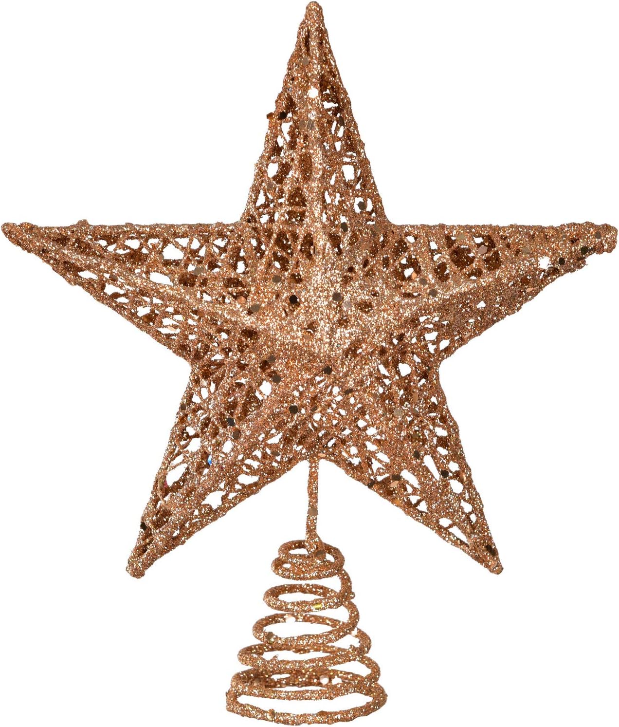 TOUTN Christmas Tree Topper, Tree-top Star Christmas Decorations, Iron Material Glittering Star Ornament Party Decoration (Rose-Gold, 10“)