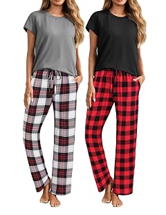 ELESOL 2 Piece Outfits For Women Lounge Sets Pajama Sets Short Sleeve Top and Pants with Pockets