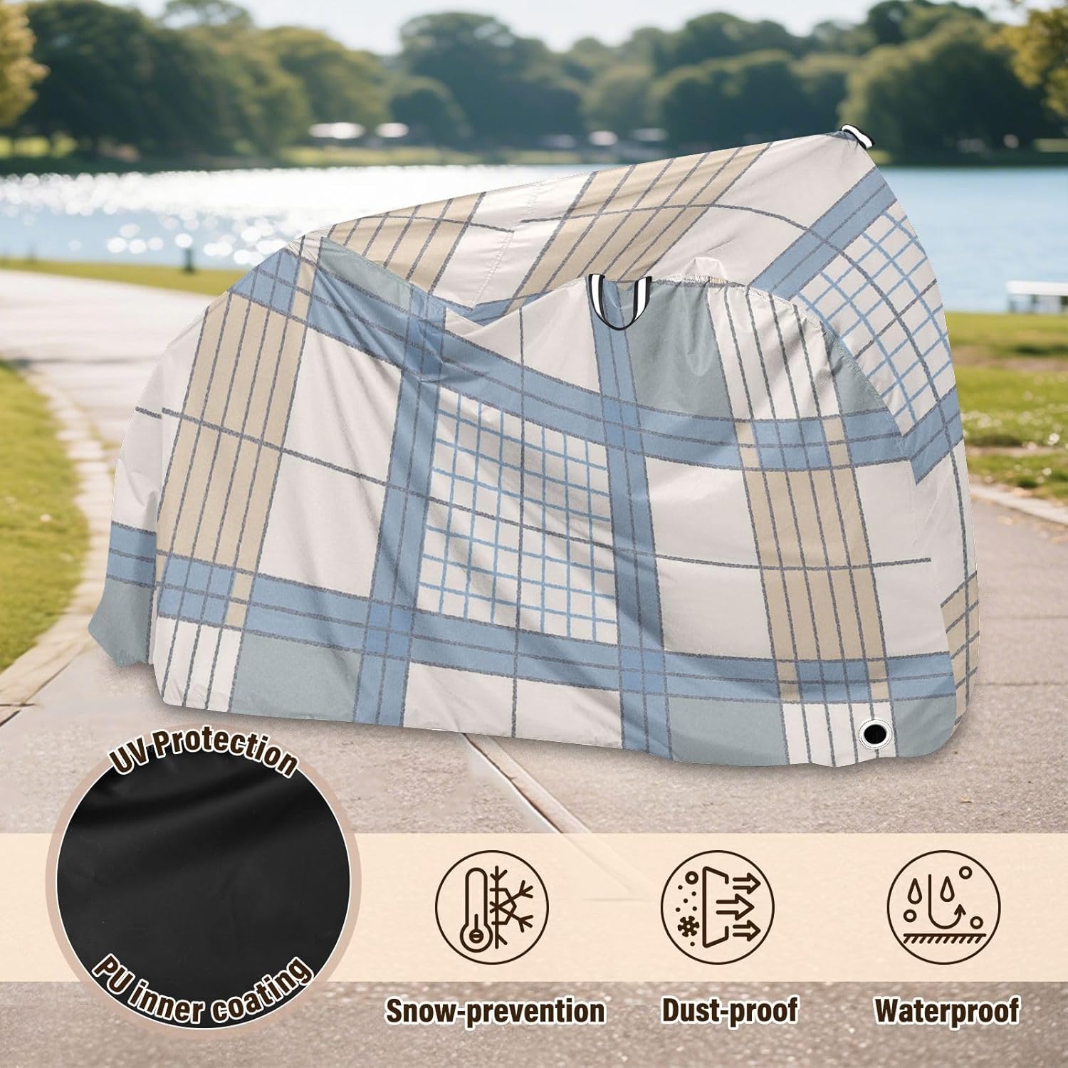 Farmhouse Plaid Covers for Bike Waterproof Outdoor Road Bike Cover Bikes Storage