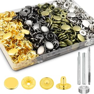 100Sets Snaps Button Kit, 15mm Leather Snaps Fasteners, Metal Button Press Studs with 4 Install Tools 4 Colors for Leather Bag Clothes Jackets Jeans Wears Bracelets Fashion DIY Sewing