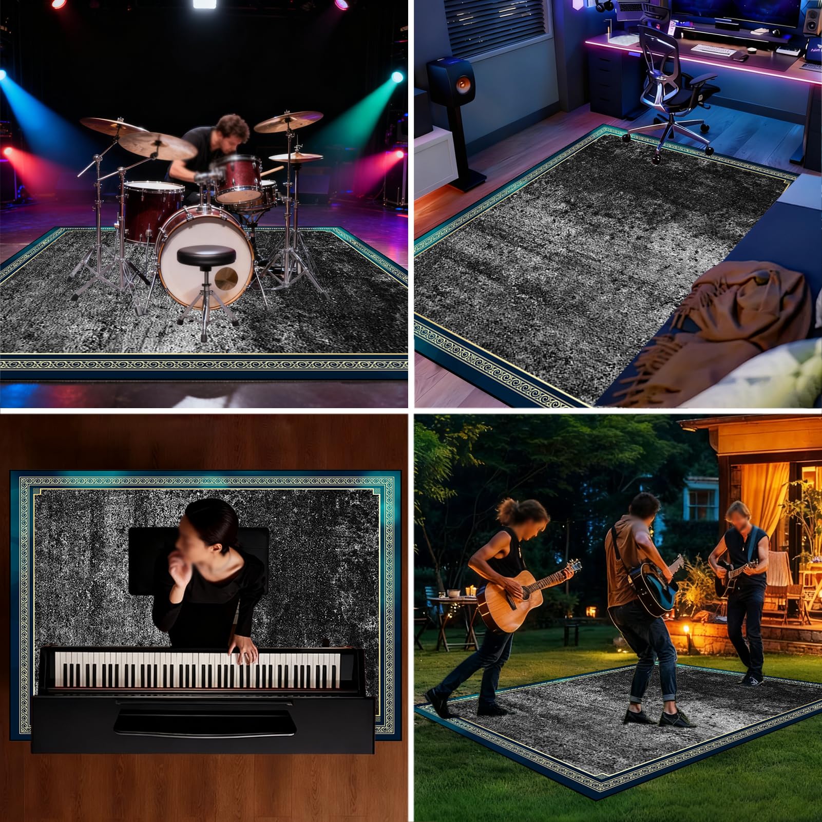 180 x 140 cm Schlagzeug Teppich Schlagzeugteppich Schallschutz Akustik Teppich Schallschutzmatte Drum Rug Drum Matte Trommelteppich rutschfeste Trommel Teppiche für Bass Drum Snare Jazz Drumteppich