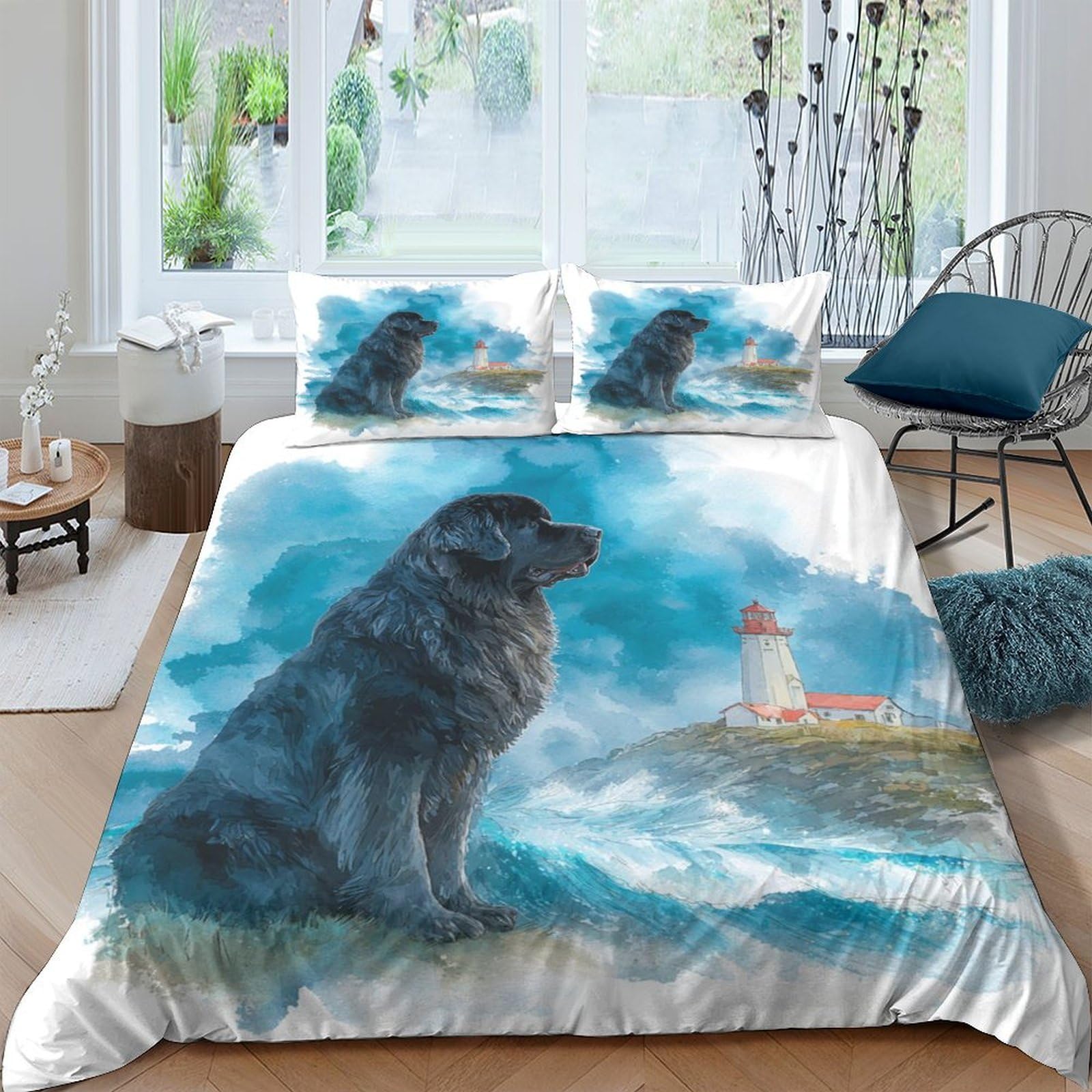 Housse de couette surfer 140x200 cm avec 2 taies d'oreiller pour lit simple
