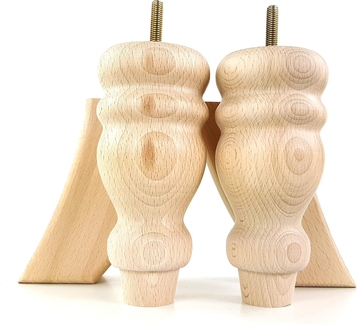 4x TURNED SOLID WOODEN FEET REPLACEMENT FURNITURE LEGS FOR SOFAS CHAIRS