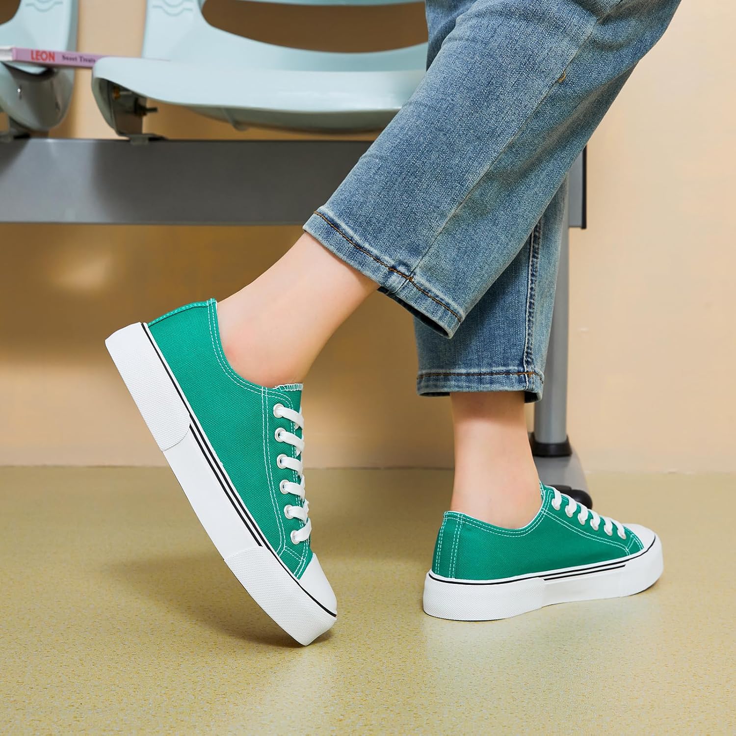 hash bubbie White Sneakers for Women Low Top Canvas Shoes Womens Canvas Sneakers Women's Fashion Sneakers Slip on Casual Tennis Shoes - Image 8