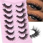 EYDEVRO False Eyelashes Wet Cat Eye Lashes Spiky Faux Mink Lashes Wispy Fairy Manga Lashes Natural Strip Lashes with Spikes 7 Pairs Pack