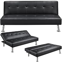 Yaheetech Divano Letto in Finta Pelle Divano Trasformabile in Letto Mobile Imbottito