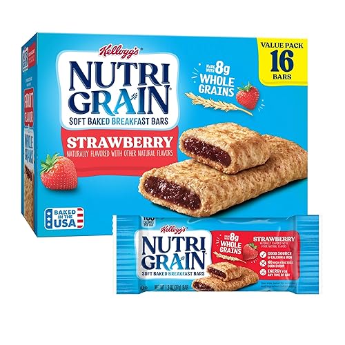 Nutri-Grain - Barras de desayuno suaves horneadas, hechas con granos integrales, aperitivos para niños, paquete económico, fresa, caja de 20.8 onzas