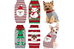 GOYOSWA 4 Pack Dog Christmas Sweater, Dog Holiday Outfit Santa Snowman Reindeer Elf Knitted Sweaters