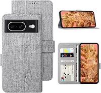 Foluu Google Pixel 8 Flip Tok - Prémium Műbőr Pénztárca Tok Kártyatartóval, Állvánnyal és Mágneses Zárral, TPU Keret, Ütésálló (Szürke) 1
