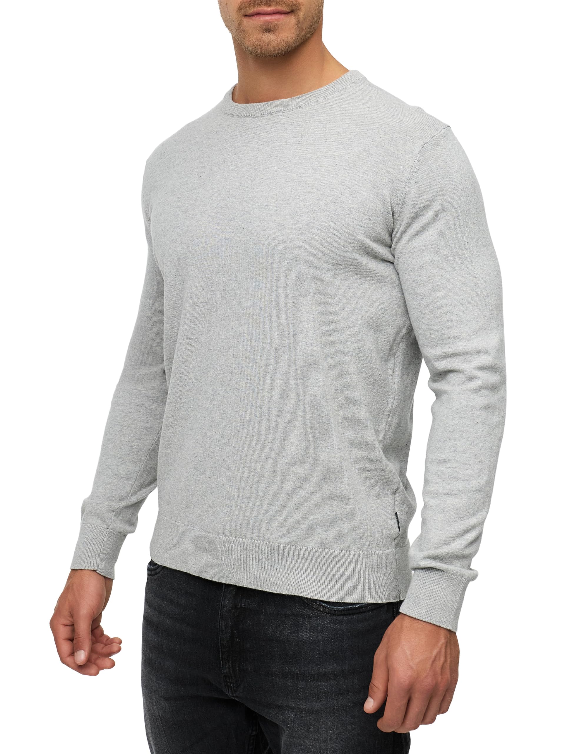 Indicode Jersey de punto fino INKalpo para hombre con cuello redondo | Jersey de punto de mezcla de algodón