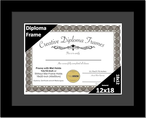 Vista 41 de Creative Picture Frames Marco de diploma negro clásico de 12 x 16 pulgadas con paspartú negro con caballete de vidrio y ganchos de pared instalados