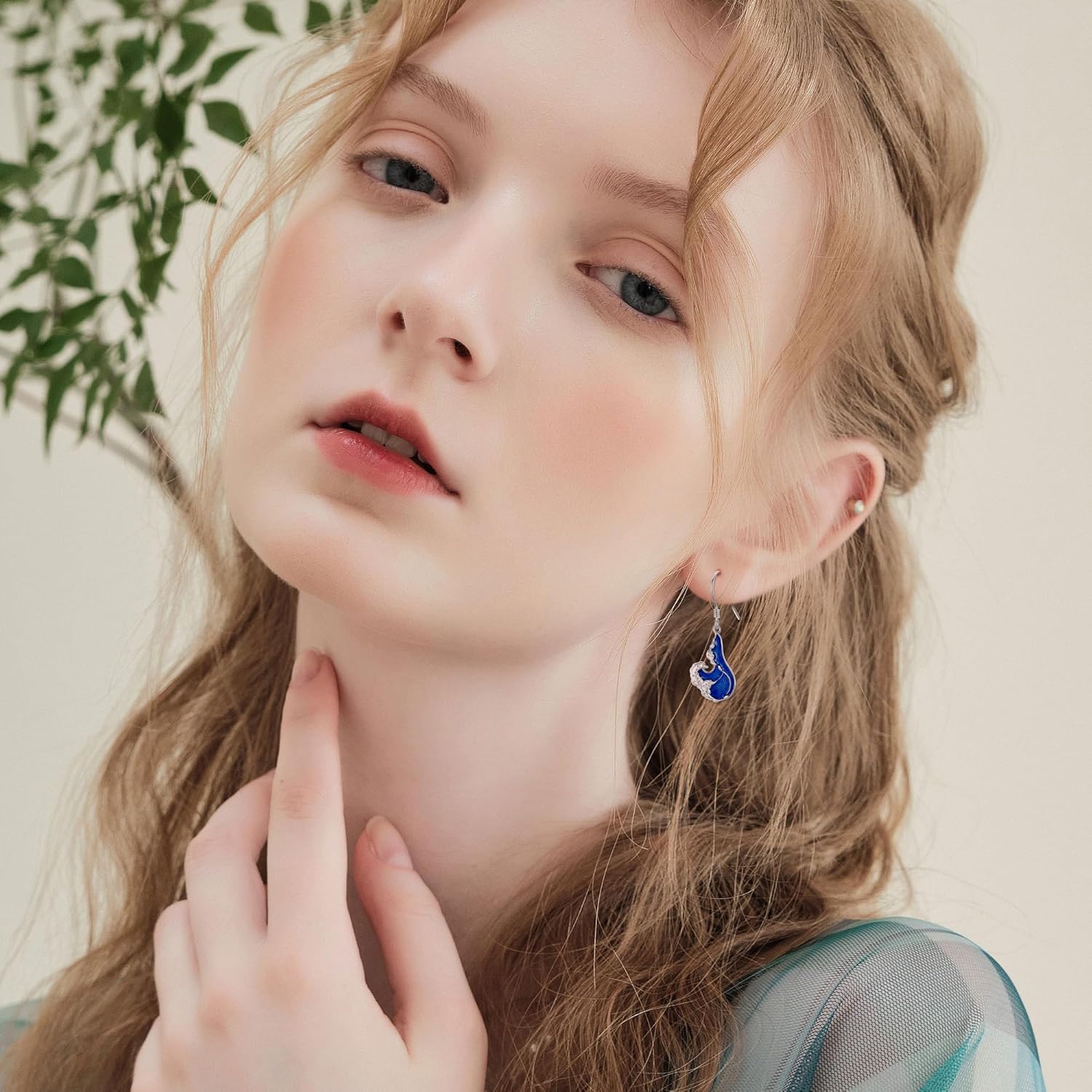 Wave Earrings Sterling Silver Ocean Earrings Wave Dangle Drop Beach Jewelry Ocean Gifts for Women - Image 2