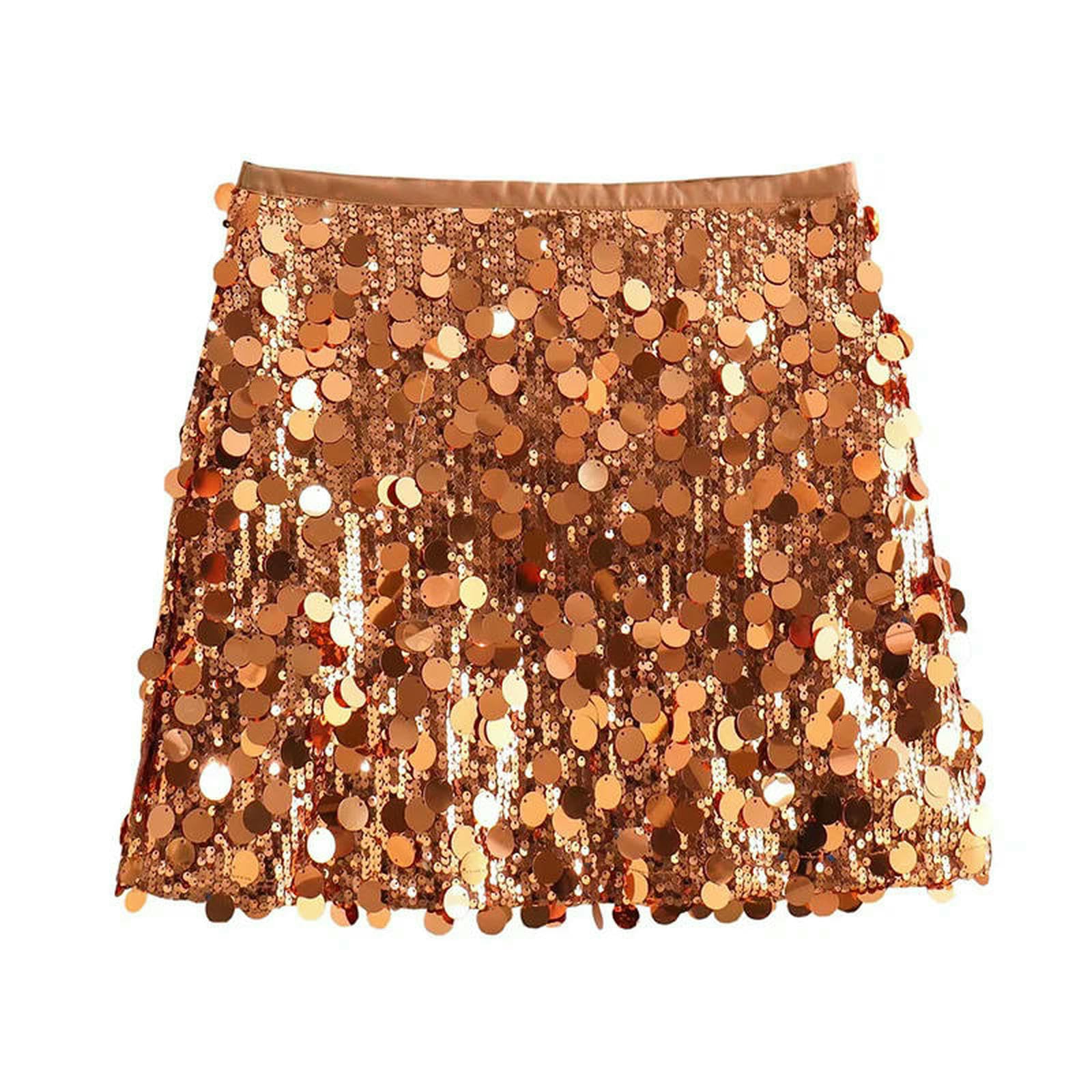 Gonna Lunga Donne Moda con Sequinedside Cerniera Mini Vintage Alta Vita Femminile Chic Gonne Donna-g-m