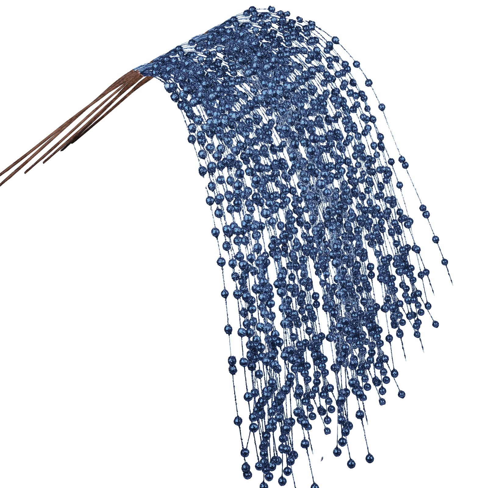 6PCS Blue Long Christmas Glitter Berries Stems,Weeping Willow Berries Picks Fake Christmas Picks Glitter Sticks for Wedding Party,76cm