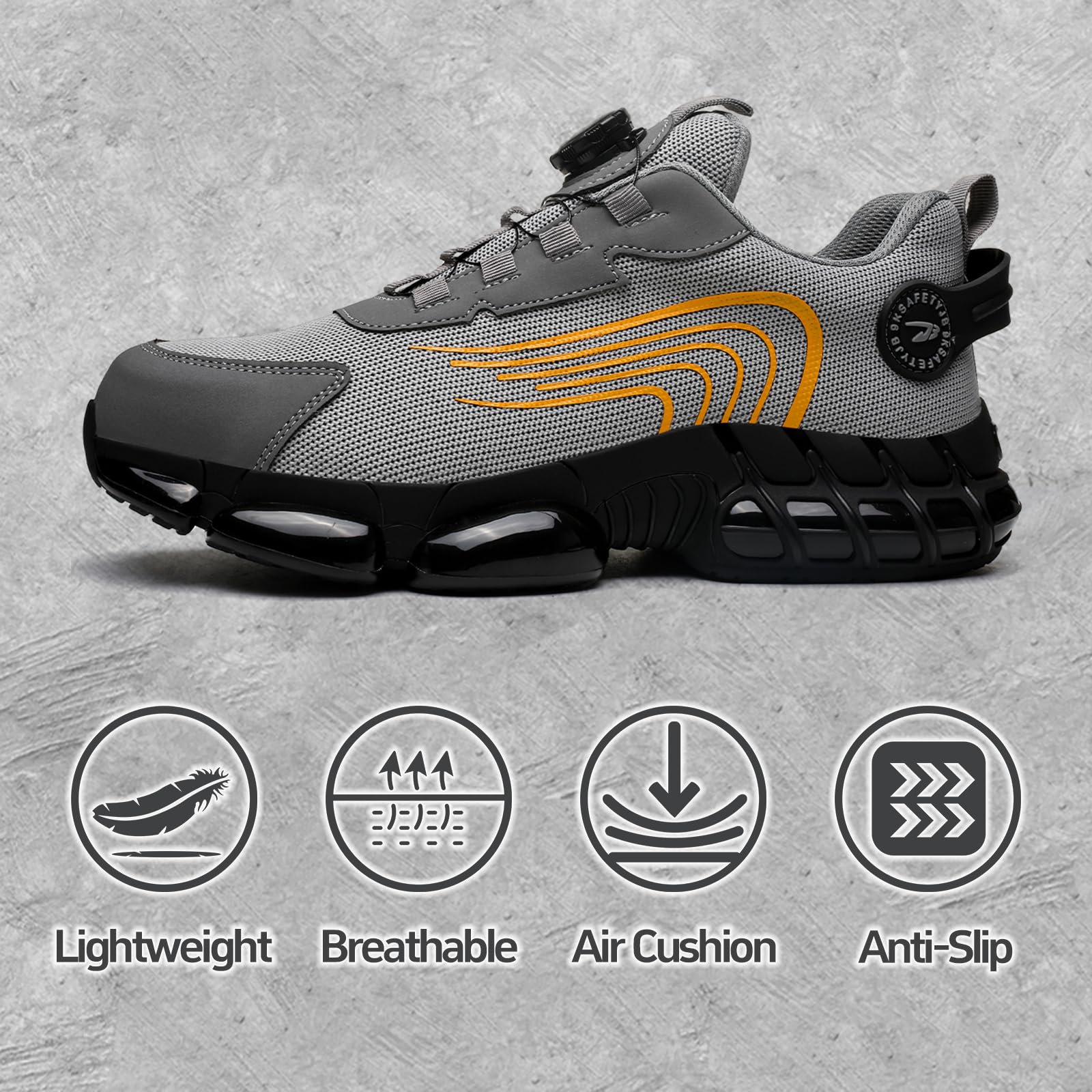 Gugifcto Scarpe Antinfortunistiche Uomo Donna Moda Sneakers Antiscivolo Leggere Traspiranti Rilascio Comode Rapido Scarpe Sicurezza con Punta in Acciaio 36-48 EU