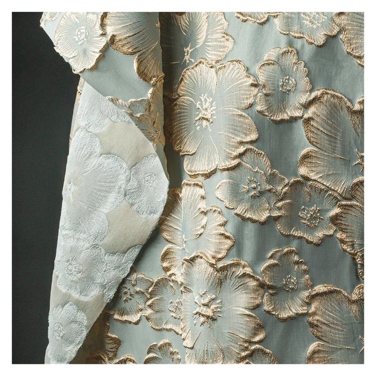 Tela De Satén Tela jacquard de seda con flor ciruelo 50x145 cm en relieve