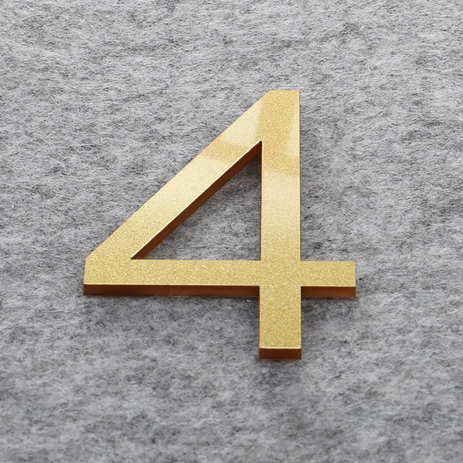 Self Adhesive House Numbers Stickers 2/3/4 Inch Modern Acrylic Door Number Gold/Silver/Black/White Address Mailbox Sign, for Wall Decor Hotel Apartment Cafe Room Yard Office Garden Street(Gold 4,4In)