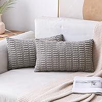 Vista 90 de MIULEE - Paquete de 2 fundas de cojín decorativas de corduroy, modernas y boho, suaves, con rayas, decoración del hogar estilo granja moderna
