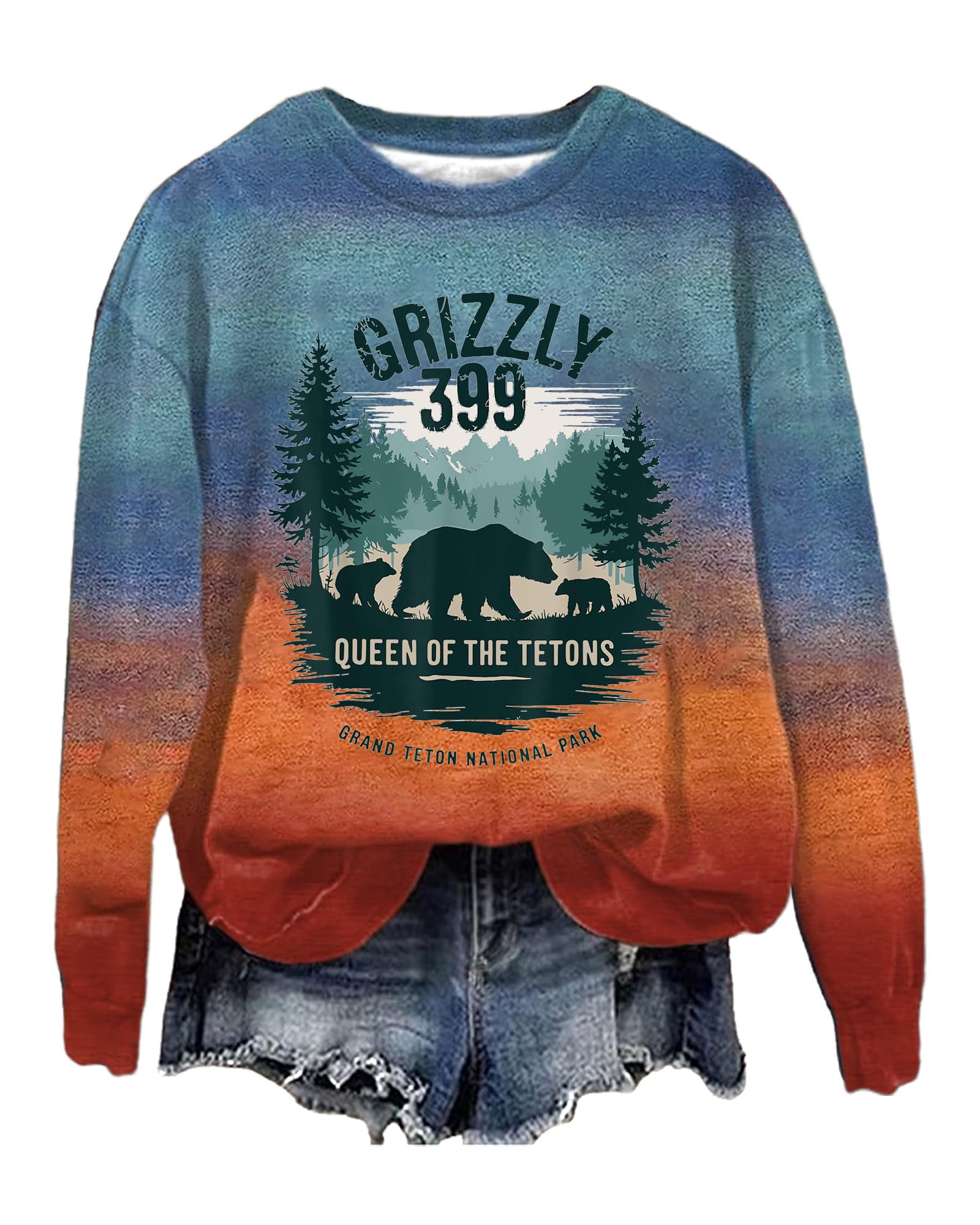 Grizzly 399 Queen of the Tetons Sweatshirt Grizzly Bear Shirt Casual Sweatshirt for Women
