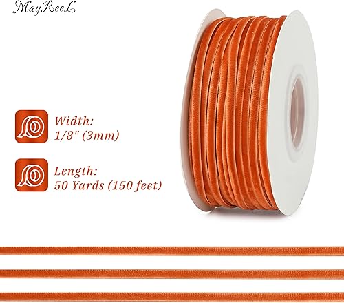 Miniatura 2 de Mayreel Cinta de terciopelo de terracota de 18 pulgadas, cinta naranja fina, cinta de terciopelo vintage, cinta naranja quemada estrecha de 18