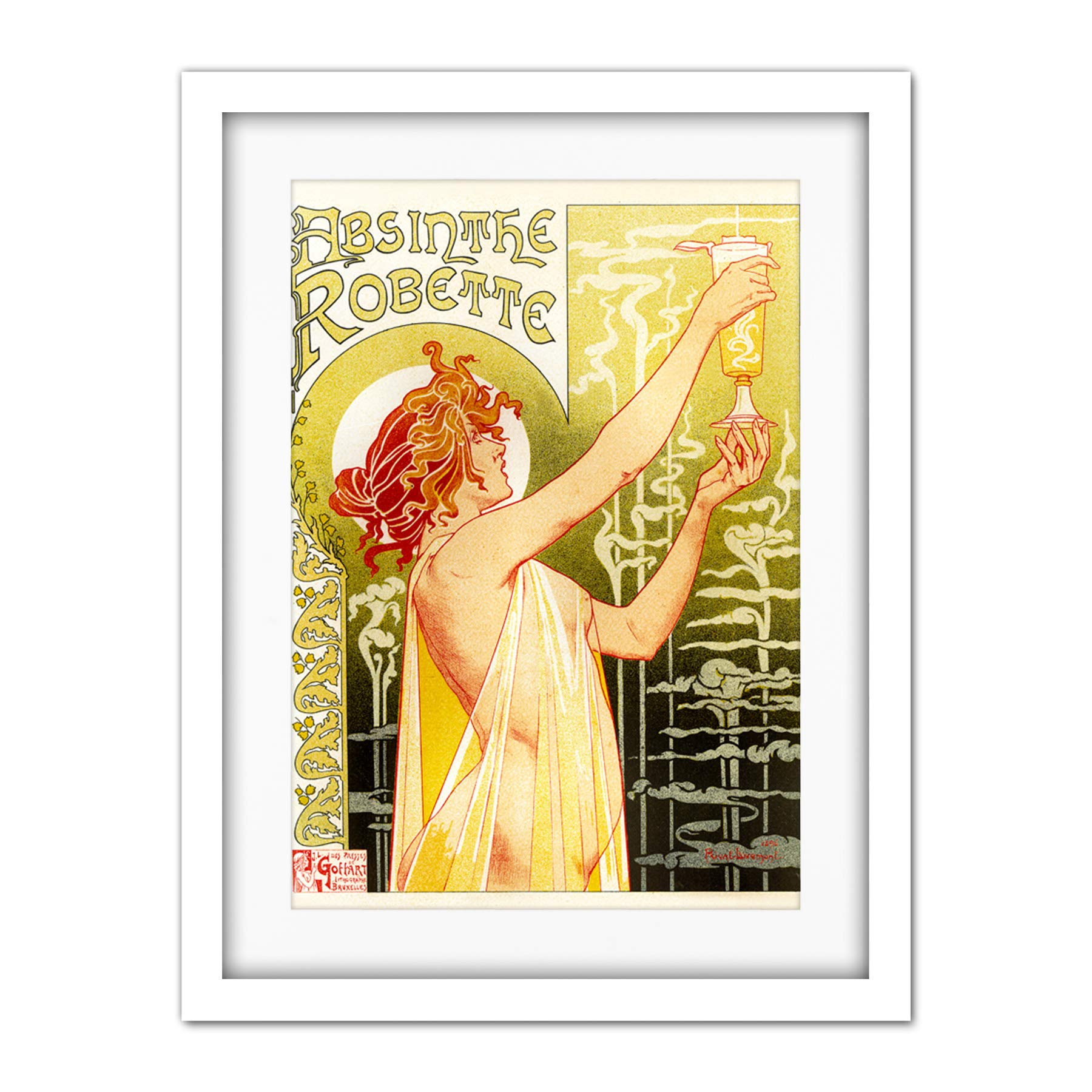 Wee Blue Coo Absinthe Robette Belgium Classic Artwork Framed Wall Art Print 18X24 Inch